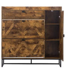AEELLEEA Armoire à chaussures rustique marron 4 portes : Organiseur d'entrée style ferme avec tiroirs basculants