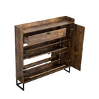 AEELLEEA Armoire à chaussures rustique marron 4 portes : Organiseur d'entrée style ferme avec tiroirs basculants