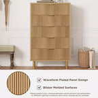Acekool Commode Blanche à 5 Tiroirs pour Chambre à Coucher, Commode de Rangement Moderne avec Poignées Dorées, Grands Tiroirs, Meuble de Rangement pour Salon, Couloir, Bureau