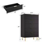 Acekool Commode Blanche à 5 Tiroirs pour Chambre à Coucher, Commode de Rangement Moderne avec Poignées Dorées, Grands Tiroirs, Meuble de Rangement pour Salon, Couloir, Bureau