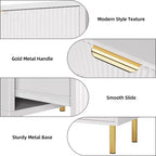 Acekool Commode Blanche à 5 Tiroirs pour Chambre à Coucher, Commode de Rangement Moderne avec Poignées Dorées, Grands Tiroirs, Meuble de Rangement pour Salon, Couloir, Bureau