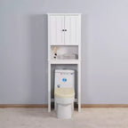 Over The Toilet Bathroom Storage Cabinet, Space Saver Cabinet Organizer With 2 Doors 1 Open Storage Shelf For Bathroom Storage White