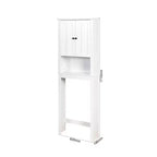 Meuble de rangement de salle de bain au-dessus des toilettes, organisateur de placard peu encombrant avec 2 portes et 1 étagère ouverte pour rangement de salle de bain blanc