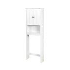 Meuble de rangement de salle de bain au-dessus des toilettes, organisateur de placard peu encombrant avec 2 portes et 1 étagère ouverte pour rangement de salle de bain blanc