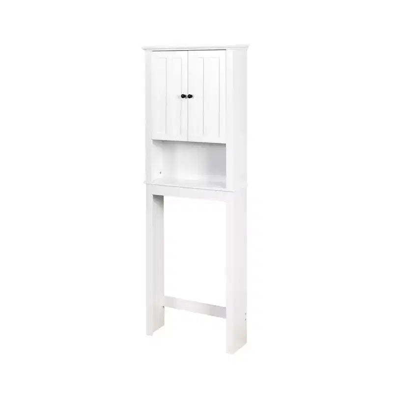 Meuble de rangement de salle de bain au-dessus des toilettes, organisateur de placard peu encombrant avec 2 portes et 1 étagère ouverte pour rangement de salle de bain blanc