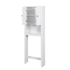 Meuble de rangement de salle de bain au-dessus des toilettes, organisateur de placard peu encombrant avec 2 portes et 1 étagère ouverte pour rangement de salle de bain blanc