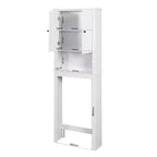 Meuble de rangement de salle de bain au-dessus des toilettes, organisateur de placard peu encombrant avec 2 portes et 1 étagère ouverte pour rangement de salle de bain blanc