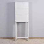 Meuble de rangement de salle de bain au-dessus des toilettes, organisateur de placard peu encombrant avec 2 portes et 1 étagère ouverte pour rangement de salle de bain blanc