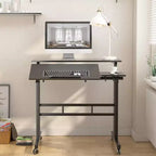 Bureau mobile noir 31 réglable en hauteur avec roulettes pour la maison/le bureau/le tapis de marche