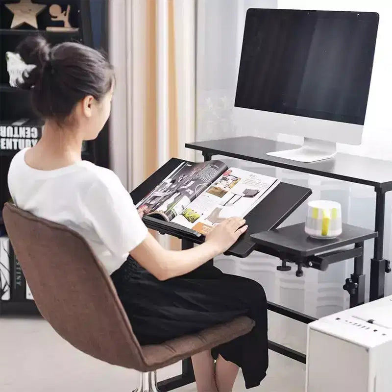 Bureau mobile noir 31 réglable en hauteur avec roulettes pour la maison/le bureau/le tapis de marche