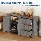 Buffet de rangement Acekool Modern Fluted à 3 tiroirs, meuble de rangement pour cuisine ou salon