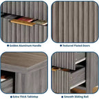 Buffet de rangement Acekool Modern Fluted à 3 tiroirs, meuble de rangement pour cuisine ou salon