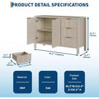Buffet de rangement Acekool Modern Fluted à 3 tiroirs, meuble de rangement pour cuisine ou salon
