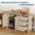 Buffet de rangement Acekool Modern Fluted à 3 tiroirs, meuble de rangement pour cuisine ou salon