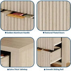 Buffet de rangement Acekool Modern Fluted à 3 tiroirs, meuble de rangement pour cuisine ou salon