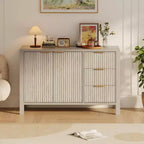 Buffet de rangement Acekool Modern Fluted à 3 tiroirs, meuble de rangement pour cuisine ou salon