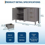Buffet de rangement Acekool Modern Fluted à 3 tiroirs, meuble de rangement pour cuisine ou salon
