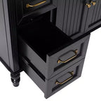 Meuble-lavabo de salle de bain noir de 91 cm avec rangement, meuble de salle de bain en bois avec tiroirs pour petit espace