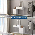 Coiffeuse avec miroir et lumières, 80 cm de large, en bois, avec 2 tiroirs et armoire, pour chambre à coucher.