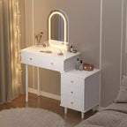 Coiffeuse avec miroir et lumières, 80 cm de large, en bois, avec 2 tiroirs et armoire, pour chambre à coucher.