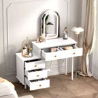 Coiffeuse avec miroir et lumières, 80 cm de large, en bois, avec 2 tiroirs et armoire, pour chambre à coucher.