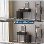 Coiffeuse avec miroir et lumières, 80 cm de large, en bois, avec 2 tiroirs et armoire, pour chambre à coucher.