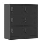 VIYET 35.43 Armoire de rangement métallique 6 portes avec serrure et porte-étiquette, casier autonome noir pour bureau/gym/école/maison