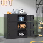 VIYET 35.43 Armoire de rangement métallique 6 portes avec serrure et porte-étiquette, casier autonome noir pour bureau/gym/école/maison