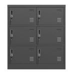 VIYET 35.43 Armoire de rangement métallique 6 portes avec serrure et porte-étiquette, casier autonome noir pour bureau/gym/école/maison