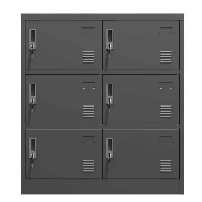 VIYET 35.43 Armoire de rangement métallique 6 portes avec serrure et porte-étiquette, casier autonome noir pour bureau/gym/école/maison