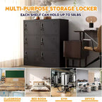 VIYET 35.43 Armoire de rangement métallique 6 portes avec serrure et porte-étiquette, casier autonome noir pour bureau/gym/école/maison