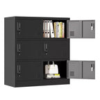 VIYET 35.43 Armoire de rangement métallique 6 portes avec serrure et porte-étiquette, casier autonome noir pour bureau/gym/école/maison