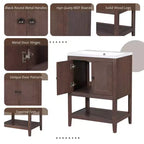 Meuble de salle de bain 24 po avec lavabo et rangement, meuble de salle de bain en bois avec étagère ouverte