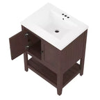 Meuble de salle de bain 24 po avec lavabo et rangement, meuble de salle de bain en bois avec étagère ouverte