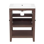 Meuble de salle de bain 24 po avec lavabo et rangement, meuble de salle de bain en bois avec étagère ouverte