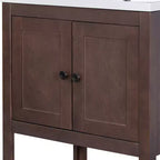 Meuble de salle de bain 24 po avec lavabo et rangement, meuble de salle de bain en bois avec étagère ouverte