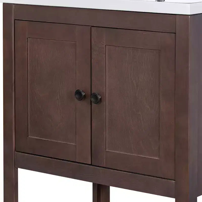 Meuble de salle de bain 24 po avec lavabo et rangement, meuble de salle de bain en bois avec étagère ouverte