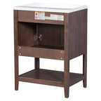 Meuble de salle de bain 24 po avec lavabo et rangement, meuble de salle de bain en bois avec étagère ouverte