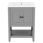Meuble de salle de bain 24 po avec lavabo et rangement, meuble de salle de bain en bois avec étagère ouverte