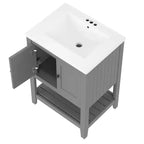 Meuble de salle de bain 24 po avec lavabo et rangement, meuble de salle de bain en bois avec étagère ouverte