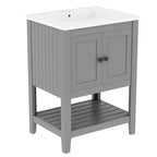 Meuble de salle de bain 24 po avec lavabo et rangement, meuble de salle de bain en bois avec étagère ouverte