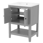 Meuble de salle de bain 24 po avec lavabo et rangement, meuble de salle de bain en bois avec étagère ouverte