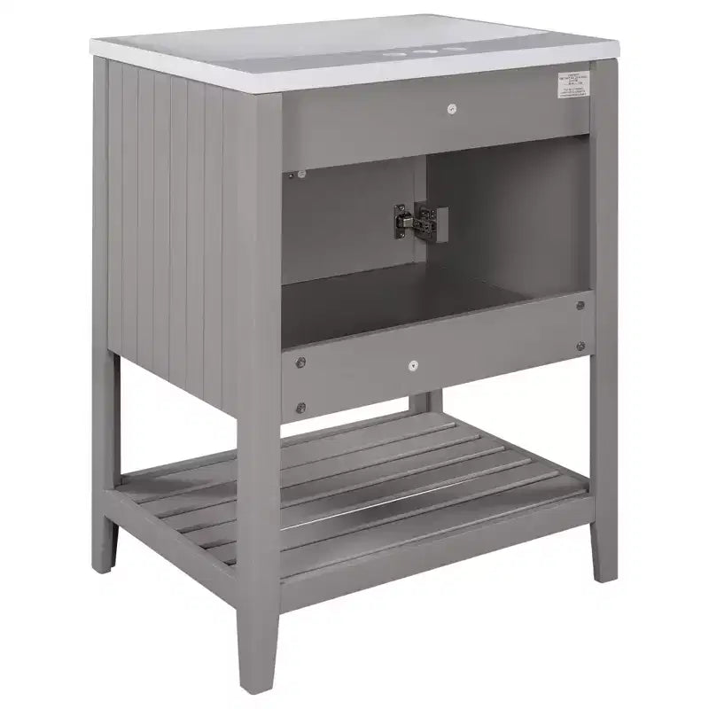 Meuble de salle de bain 24 po avec lavabo et rangement, meuble de salle de bain en bois avec étagère ouverte