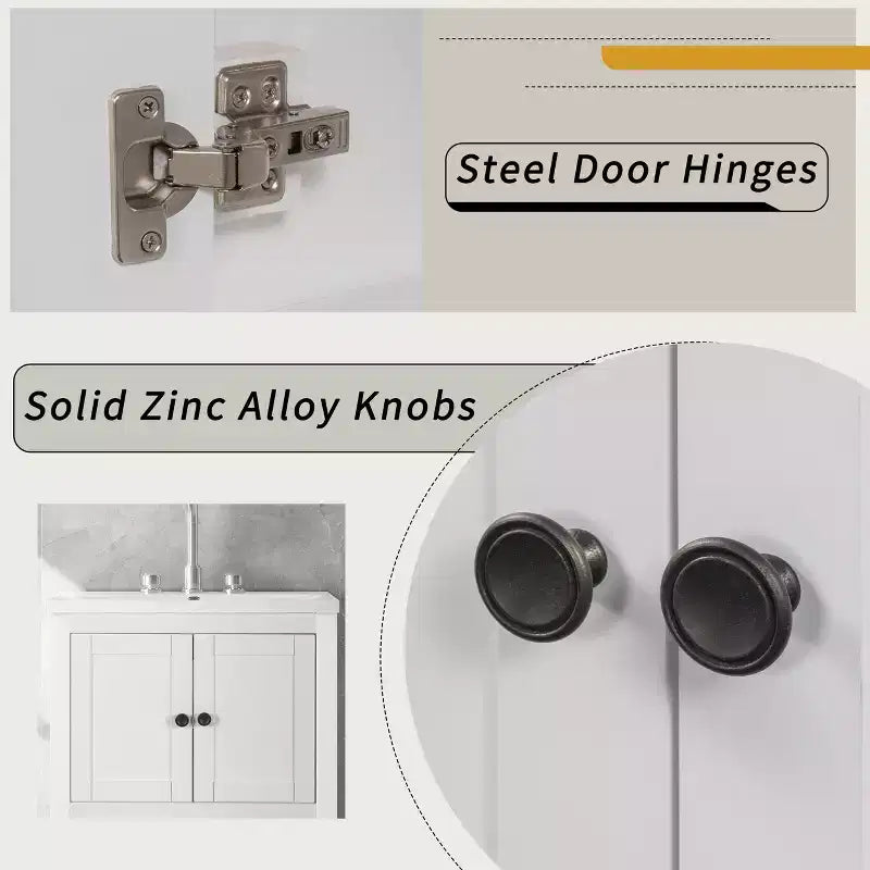 Meuble de salle de bain 24 po avec lavabo et rangement, meuble de salle de bain en bois avec étagère ouverte