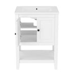 Meuble de salle de bain 24 po avec lavabo et rangement, meuble de salle de bain en bois avec étagère ouverte