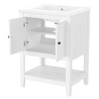 Meuble de salle de bain 24 po avec lavabo et rangement, meuble de salle de bain en bois avec étagère ouverte