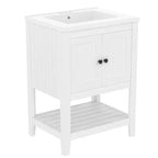 Meuble de salle de bain 24 po avec lavabo et rangement, meuble de salle de bain en bois avec étagère ouverte