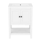 Meuble de salle de bain 24 po avec lavabo et rangement, meuble de salle de bain en bois avec étagère ouverte