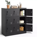VIYET 35.4 9-Door Metal Storage Locker with Lock & Card Slot - Freestanding Steel Locker for Office, Gym, School & Home, Black