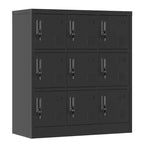 VIYET 35.4 Armoire de rangement métallique à 9 portes avec serrure et fente pour carte – Casier autoportant en acier pour bureau, salle de sport, école et maison, noir